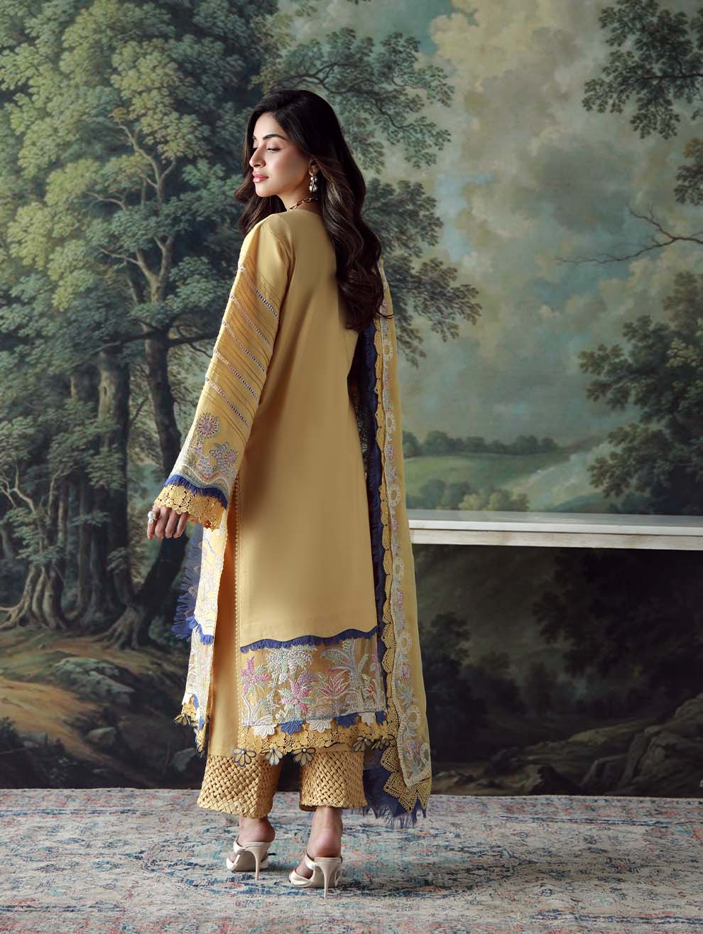 JADE - 3PC LAWN HEAVY EMBROIDERED SHIRT WITH CHIFFON EMBROIERED DUPATTA AND EMB TROUSER-UR-3246