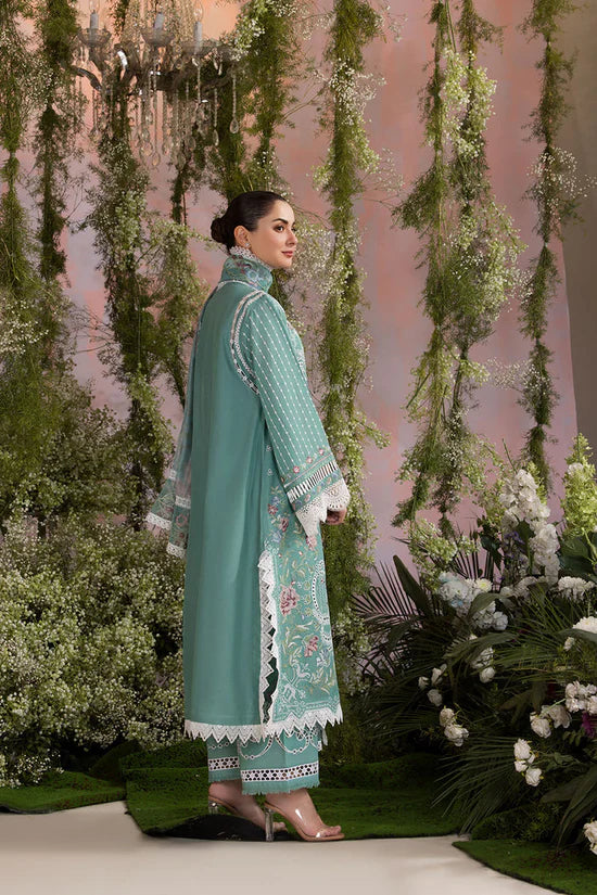 SOBIA NAZIR-3PC LAWN CHIKAN EMBROIDERED SHIRT WITH CHIFFON PRINTED DUPATTA AND EMB TROUSER-UR-3576