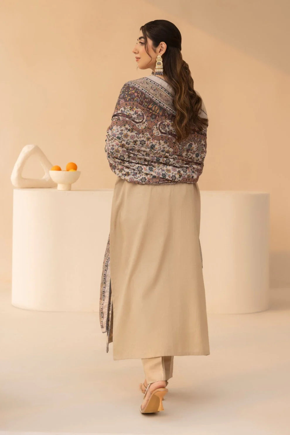 JAZMIN.-3PC LAWN EMBROIDERED SHIRT WITH MONARK PRINT DUPATTA AND TROUSER-UR-2572