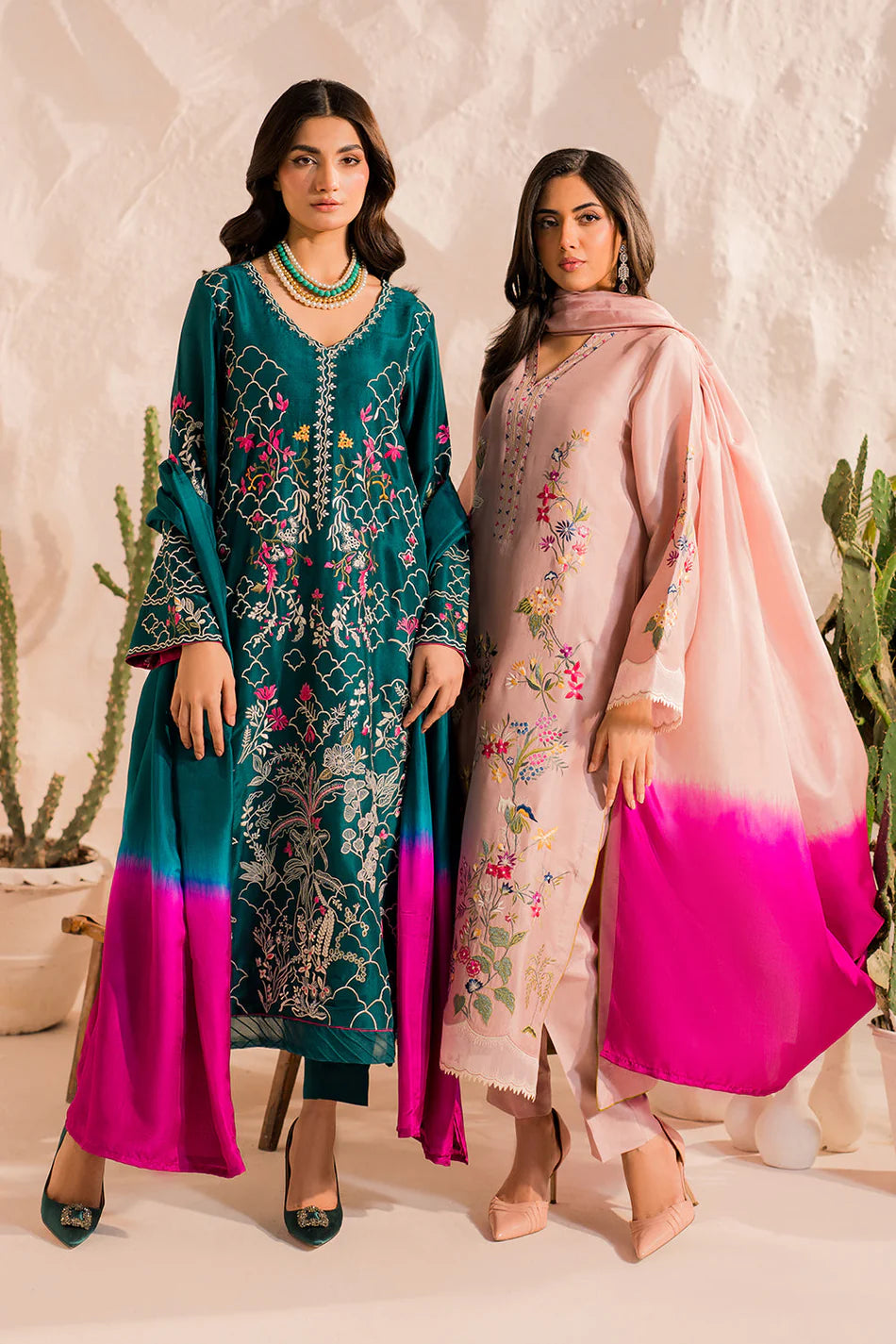 MIRANA-3PC LAWN EMBROIDERED SHIRT WITH CHIFFON TYE&DYE DUPATTA & TROUSER-UR-3574