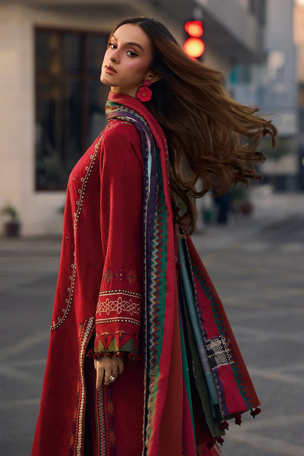 CHARIZMA-3PC LAWN EMBROIDERED SHIRT WITH CHIFFON PRINT DUPATTA AND EMB TROUSER-UR-3621