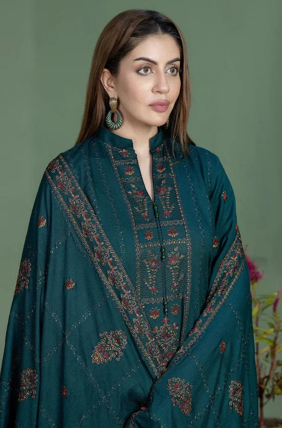 MOHAGNI-3PC KARANDI EMBROIDERED SHIRT WITH KARANDI EMBROIDERED SHAWL AND TROUSER -UR-4040