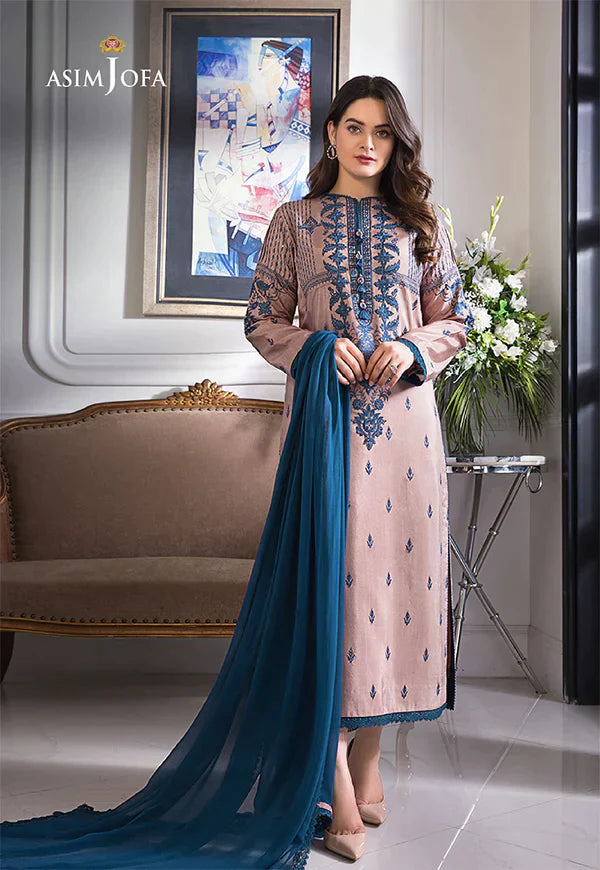 ASIM JOFA 3PC LAWN EMBROIDERED SHIRT WITH BAMBER CHIFFON DUPATTA-UR-2508