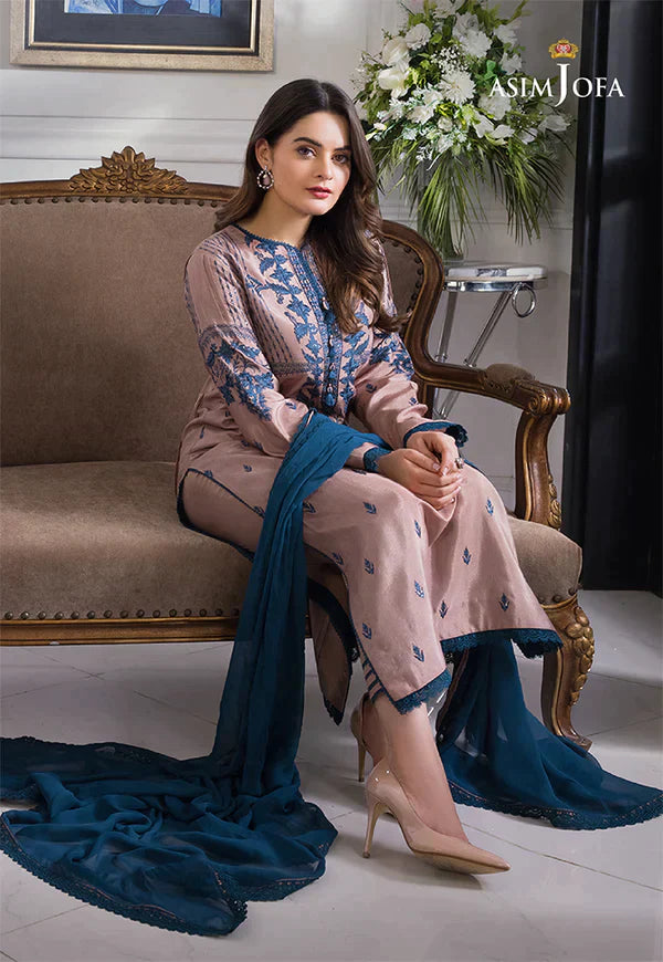 ASIM JOFA 3PC LAWN EMBROIDERED SHIRT WITH BAMBER CHIFFON DUPATTA-UR-2508