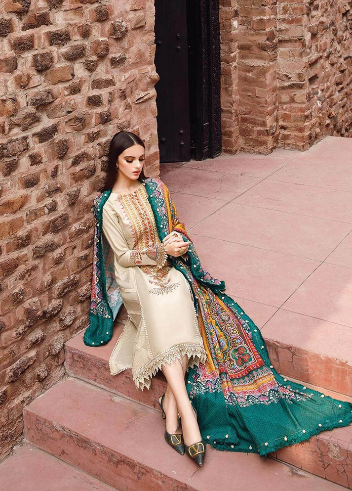 MARIA B- 3PC LAWN EMBROIDERED SHIRT WITH MONARK PRINTED DUPATTA AND TROUSER-UR-2545