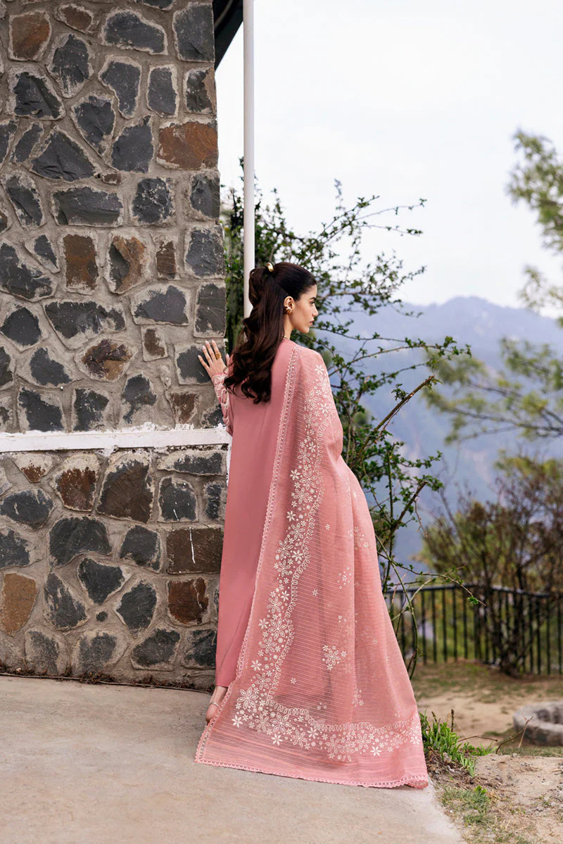 QALAMQAR-3PC LAWN EMBROIDERED SHIRT WITH KHAADI NET EMBROIDERED DUPATTA AND TROUSER-UR-3532