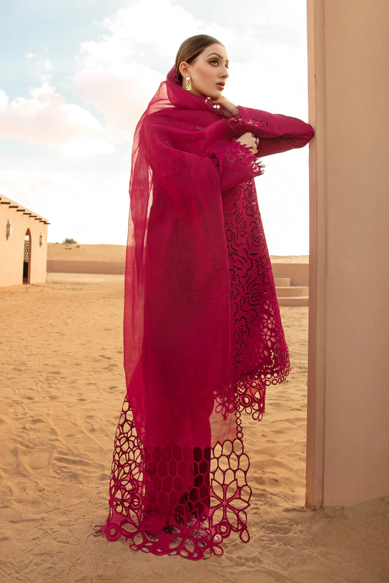 RANG RASIYA-CHIKAN KARI 3PC EMBROIDERED LAWN SHIRT WITH ORGANZA EMBROIDERED DUPATTA AND TROUSER-UR-2527