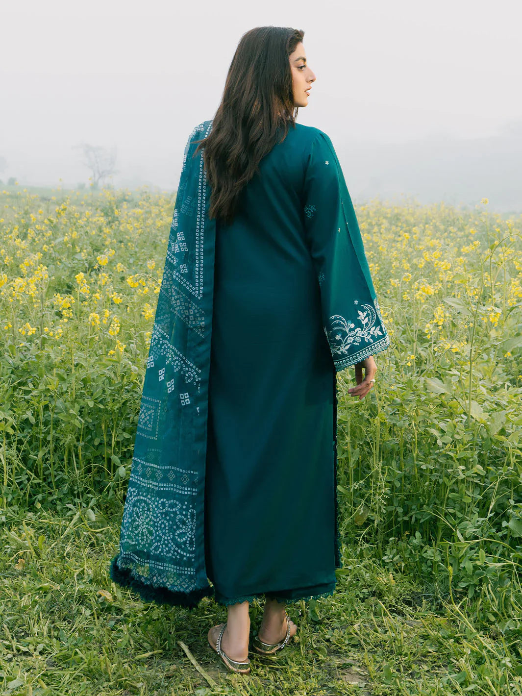 IZEL-3PC LAWN EMBROIDERED SHIRT WITH MONARK PRINT DUPATTA AND TROUSER-UR-2840