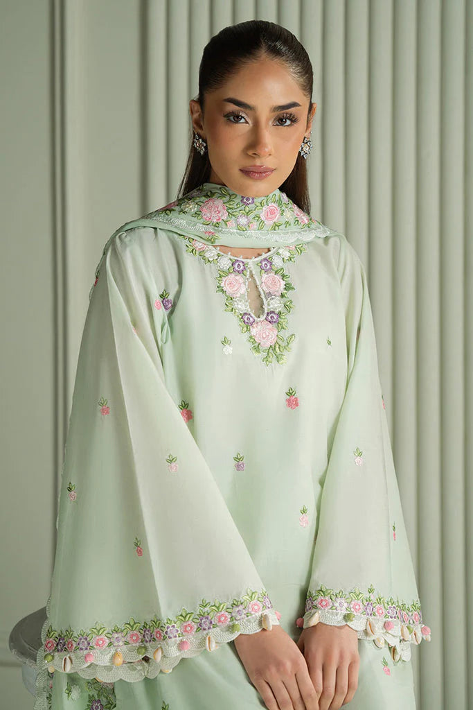 CROSS STITCH-3PC LAWN EMBROIDERED SHIRT WITH MONARK EMBROIDERED PRINT DUAPATTA AND TROUSER-UR-2810
