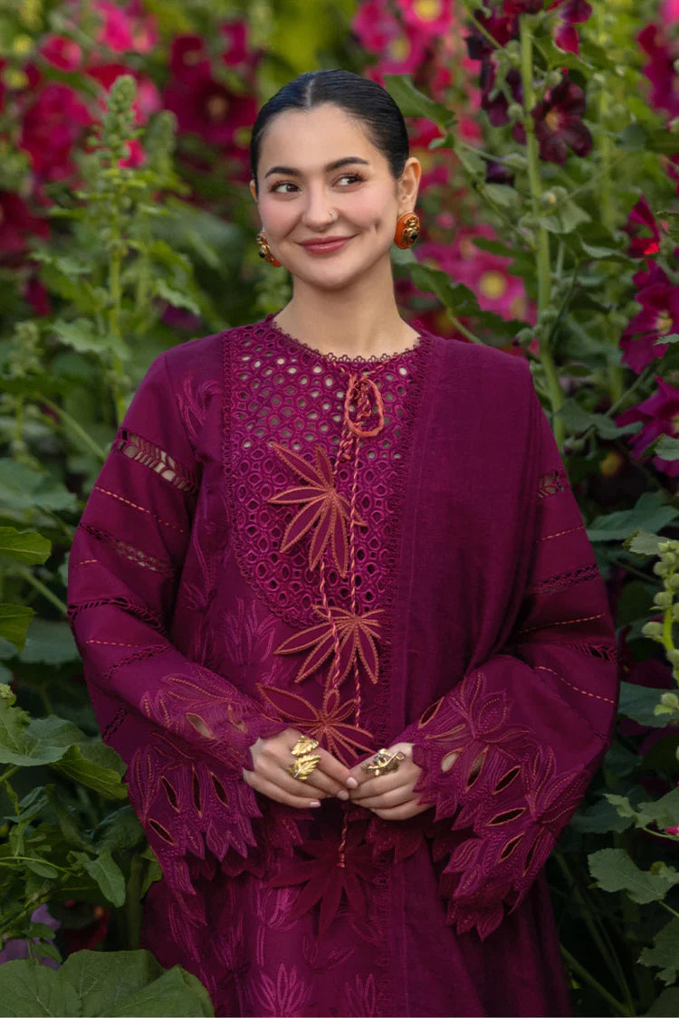 RANG RASIYA-3PC LAWN CHIKAN EMBROIDERED SHIRT WITH KHADDI NET EMB DUPATTA AND EMB TROUSER-UR-4589