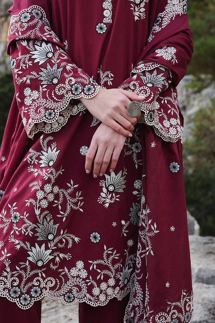 IMAGE-3PC LAWN EMBROIDERED SHIRT WITH MONARK EMBROIDERED DUAPATTA AND TROUSER-UR-2847