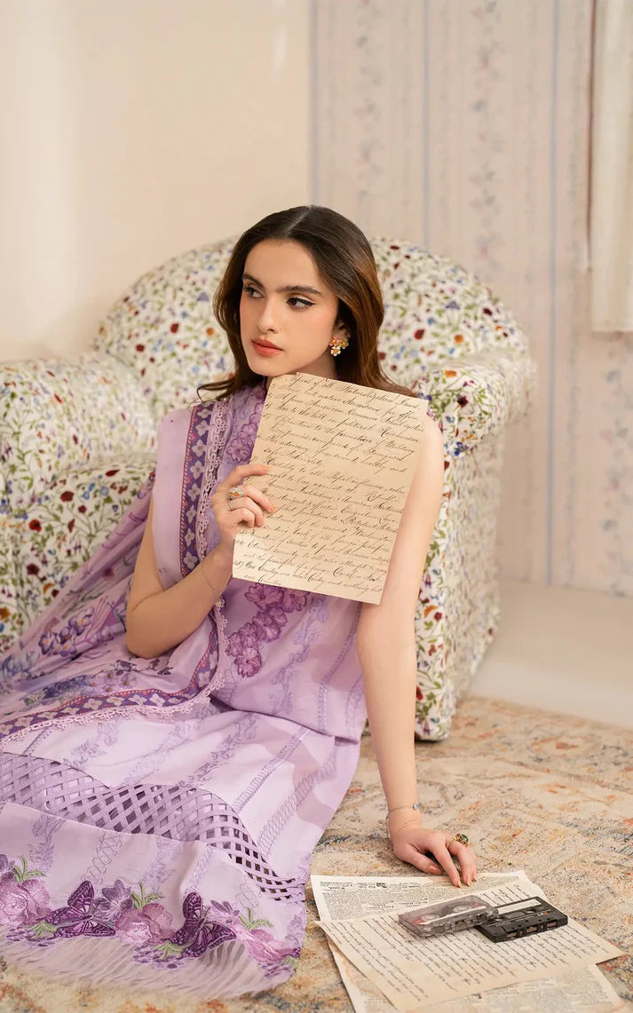 ASIFA NABEEL-3PC LAWN EMBROIDERED SHIRT WITH MONARK PRINTED DUPATTA AND TROUSER-UR-2931