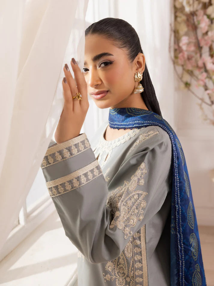 MOHAGNI-3PC LAWN EMBROIDERED SHIRT WITH MONARK PRINTED DUPATTA AND TROUSER-UR-2932