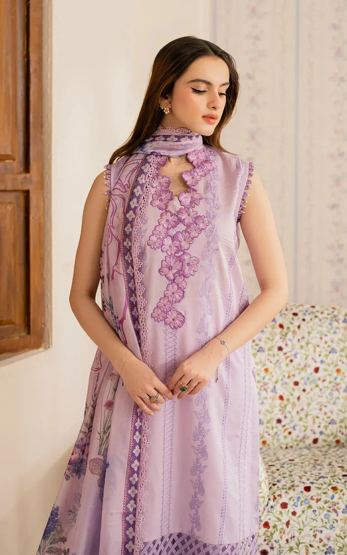 ASIFA NABEEL-3PC LAWN EMBROIDERED SHIRT WITH MONARK PRINTED DUPATTA AND TROUSER-UR-2931
