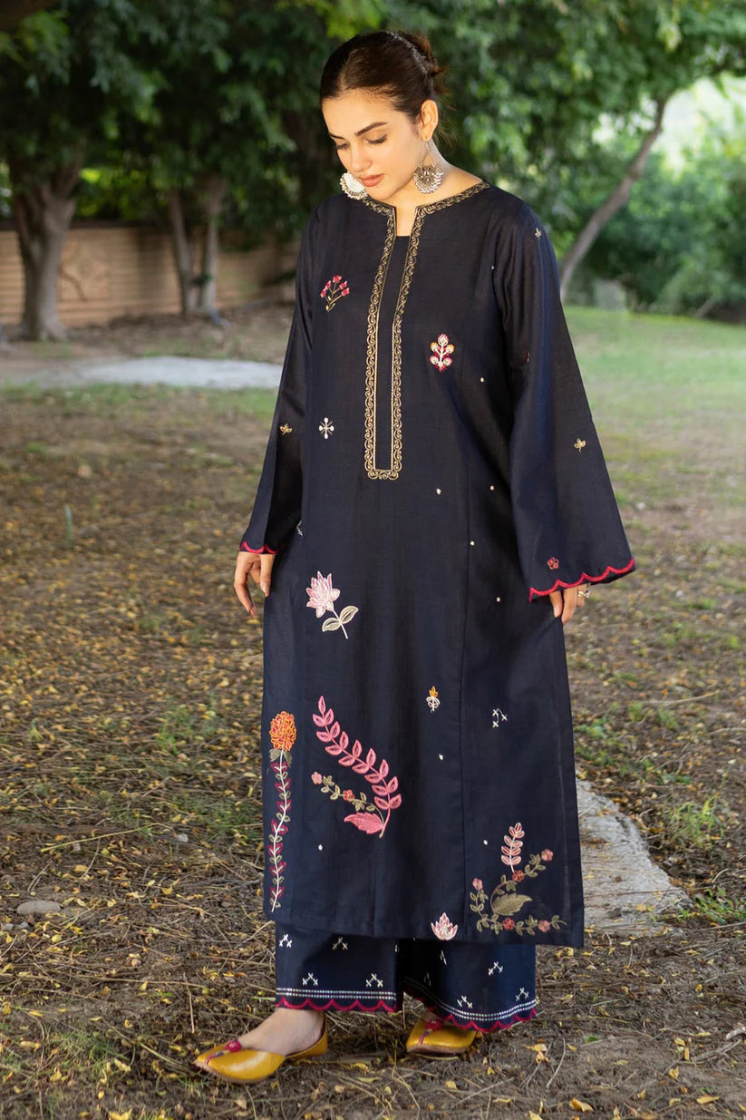 URGE - 2PC Dhanak Embroidered Shirt With Dhanak Embroidered Trouser-TBF-1740