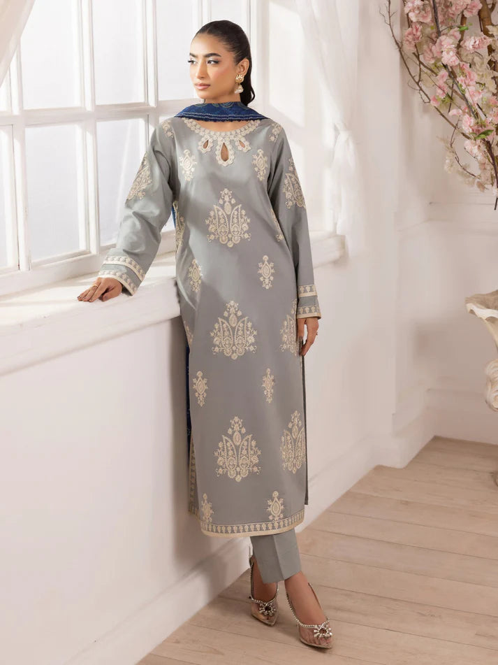 MOHAGNI-3PC LAWN EMBROIDERED SHIRT WITH MONARK PRINTED DUPATTA AND TROUSER-UR-2932