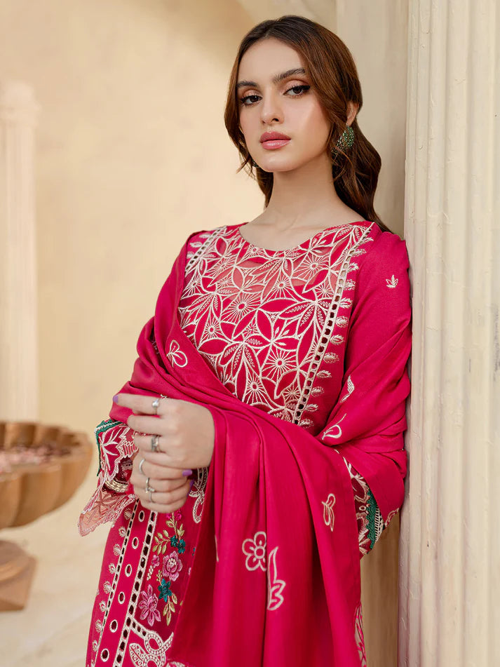 JAZMIN-3PC LAWN LASER EMBROIDERED SHIRT WITH LAWN LASER EMBROIDERED READY TO WEAR DUPATTA-UR-2698