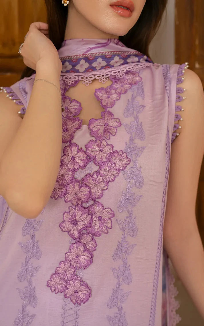 ASIFA NABEEL-3PC LAWN EMBROIDERED SHIRT WITH MONARK PRINTED DUPATTA AND TROUSER-UR-2931
