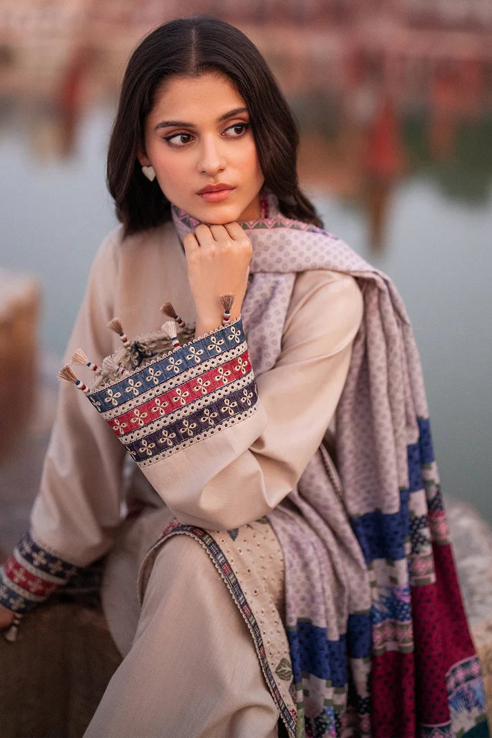 JAZMIN-3PC LAWN EMBROIDERED SHIRT WITH MONARK PRINTED DUPATTA AND TROUSER-UR-2627