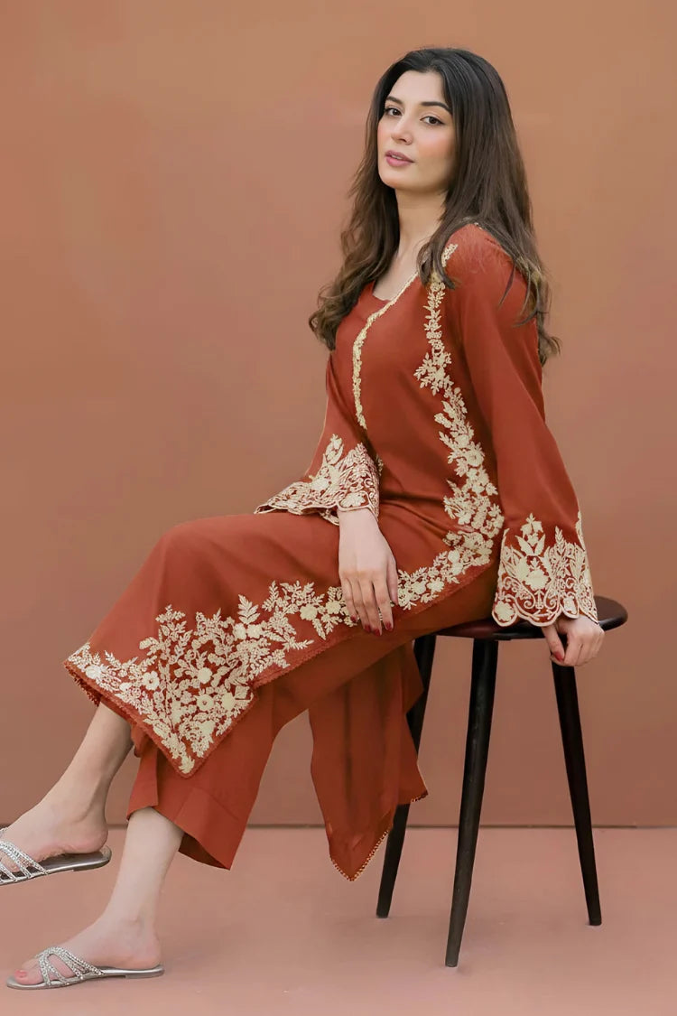 LAJWANTI-2PC LAWN EMBROIDERED SHIRT WITH LAWN TROUSER-UR-121