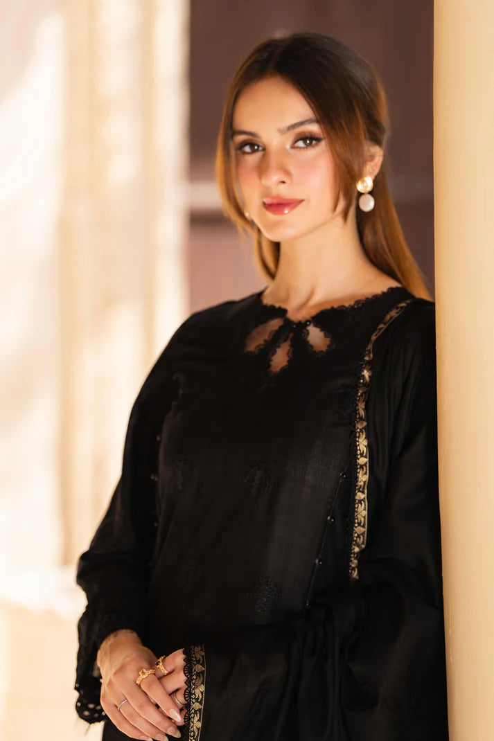 MIRAKHI-3PC LAWN CHIKENKARI EMBROIDERED SHIRT WITH LAWN JAQUARD PRINT DUPATTA-UR-202