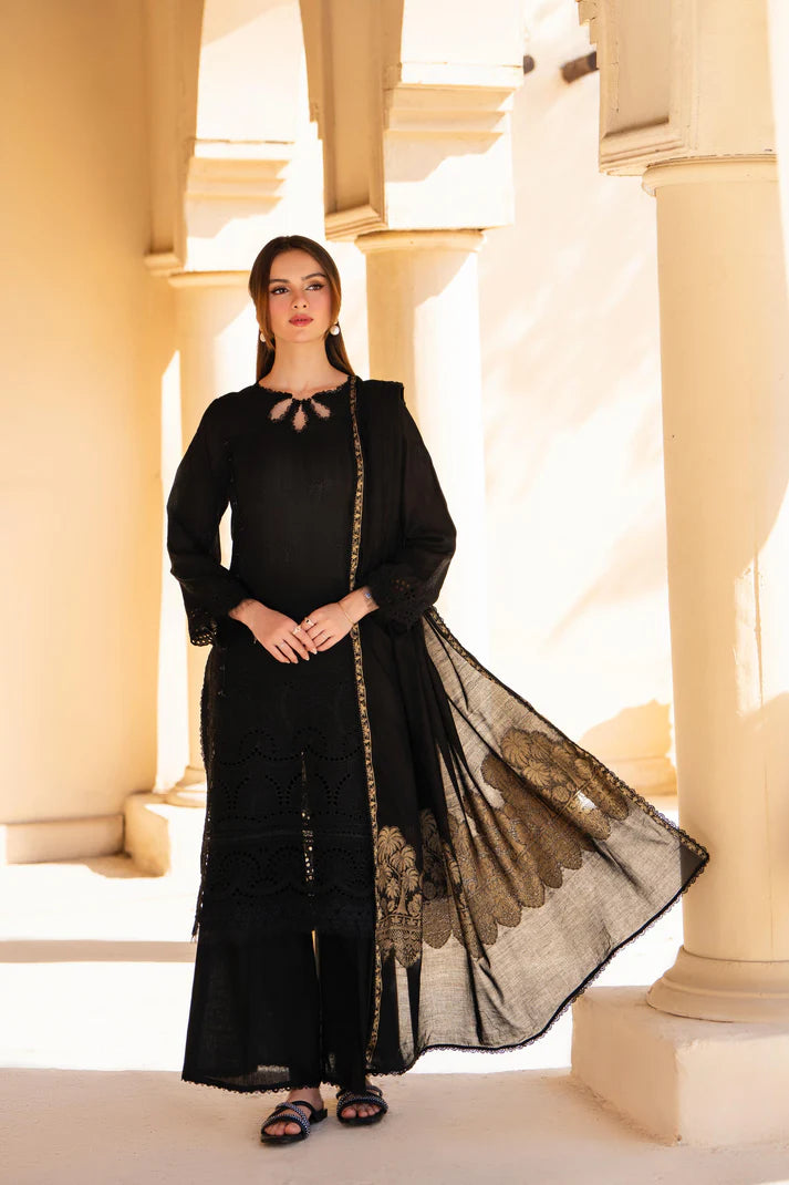 MIRAKHI-3PC LAWN CHIKENKARI EMBROIDERED SHIRT WITH LAWN JAQUARD PRINT DUPATTA-UR-203