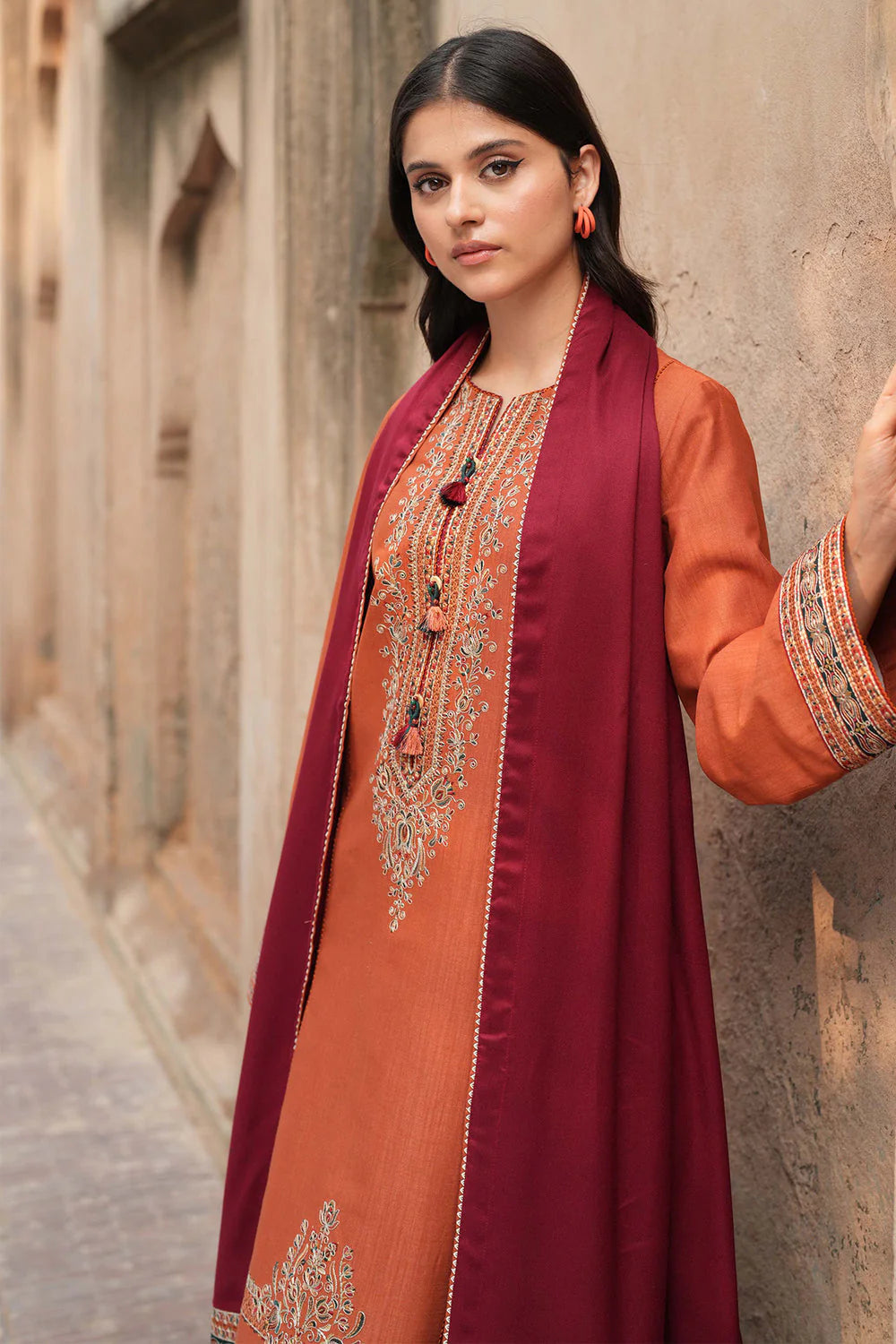 JAZMIN-3PC LAWN EMBROIDERED SHIRT WITH MONARK PRINTED DUPATTA & TROUSER-UR-2575