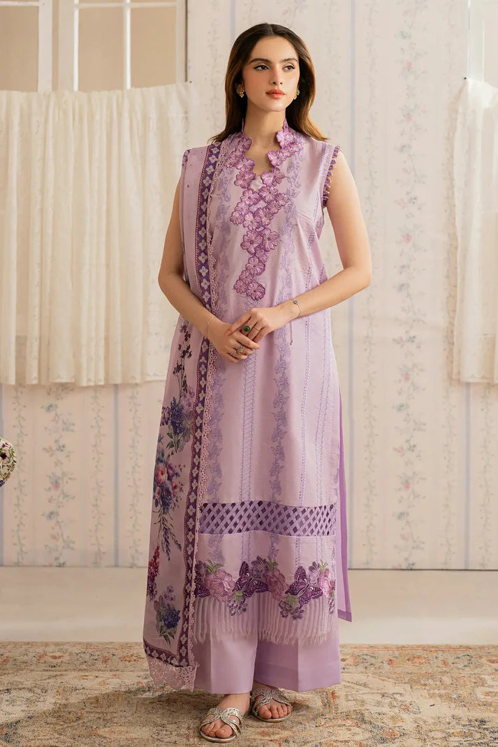 ASIFA NABEEL-3PC LAWN EMBROIDERED SHIRT WITH MONARK PRINTED DUPATTA AND TROUSER-UR-2931
