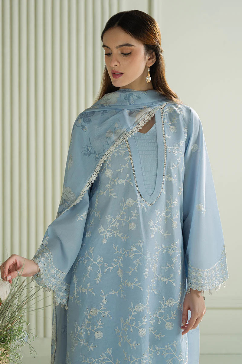 CROSS STITCH-3PC LAWN EMBROIDERED SHIRT WITH MONARK PRINTED DUPATTA AND TROUSER-UR-2629