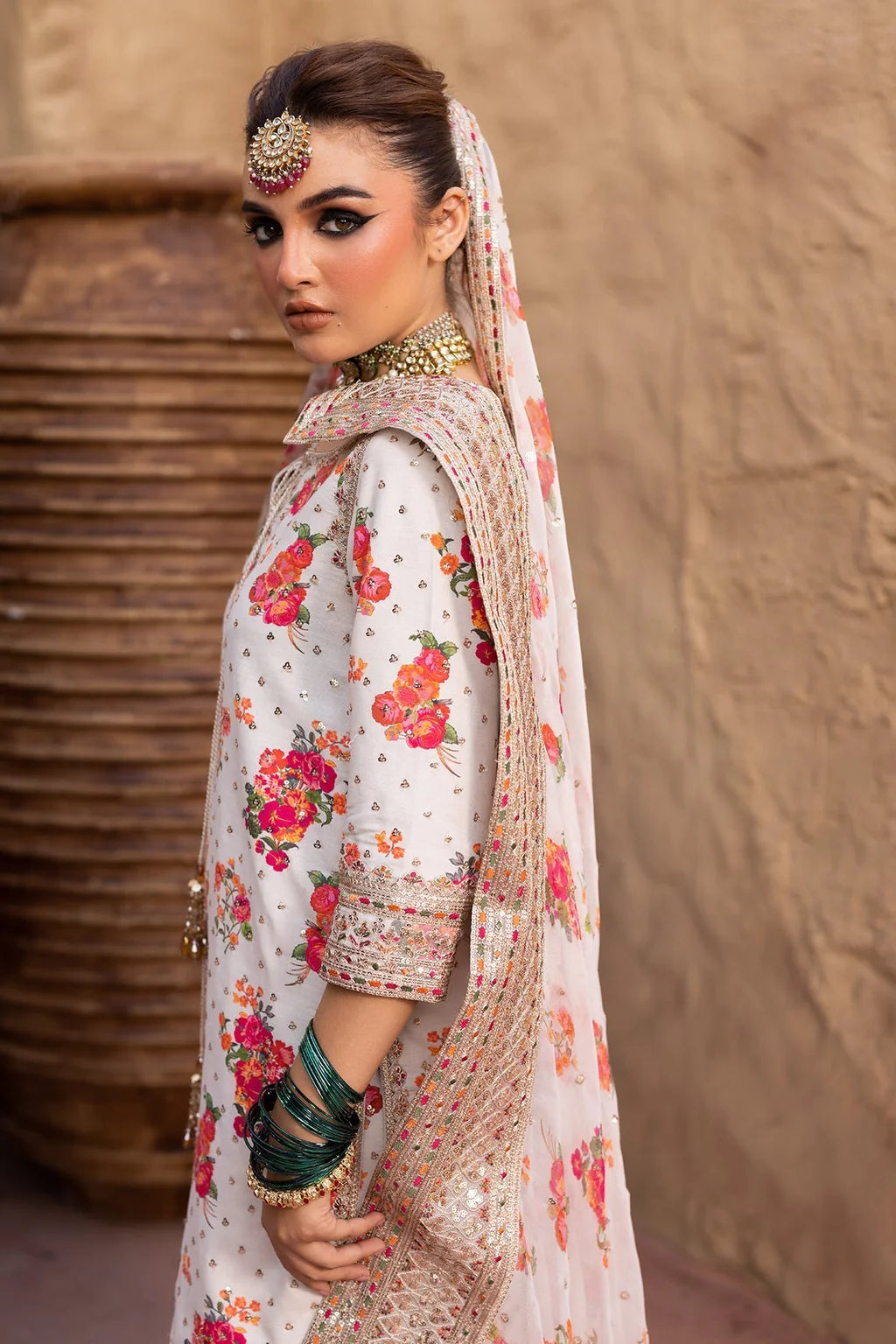 CHARIZMA-3PC SHAMOZE SILK PRINTED EMB SHIRT WITH SOFT SILK PRINTED EMB DUPATTA & EMB TROUSER-UR-2712