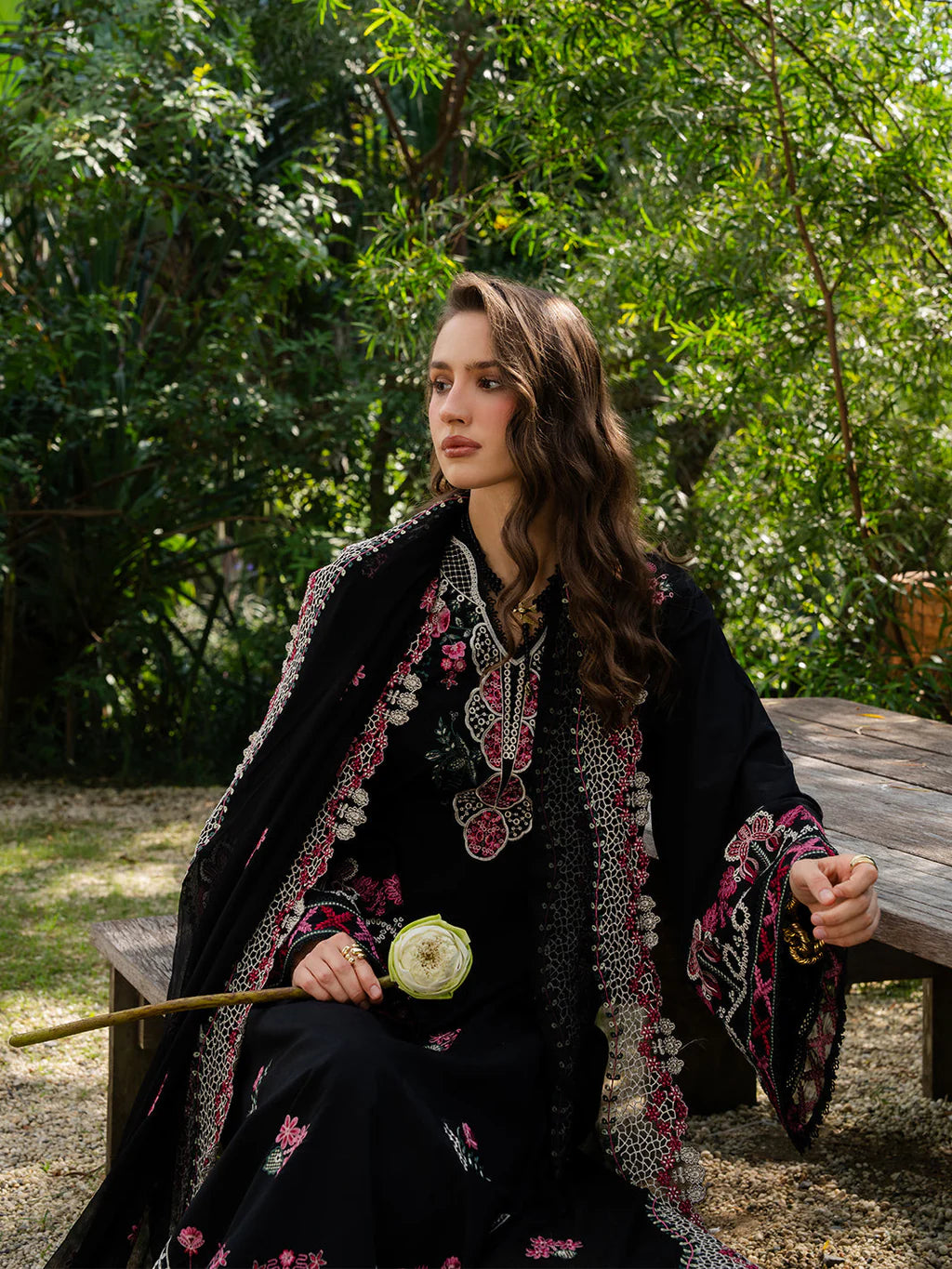 YARDS-3PC LAWN EMBROIDERED SHIRT WITH KHADDI NET EMBROIDERED DUPATTA AND TROUSER
