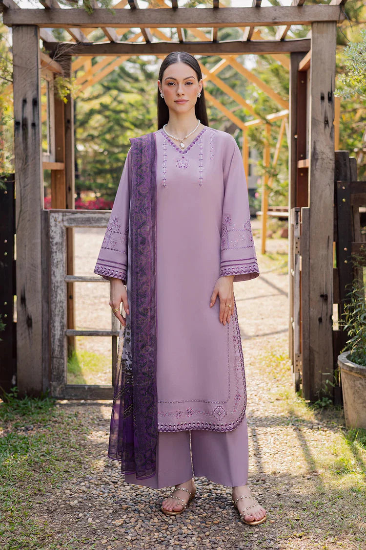 GARNET-3PIECE LAWN EMBROIDERED SHIRT WITH CHIFFON PRINTED DUPATTA AND TROUSER-UR-4591