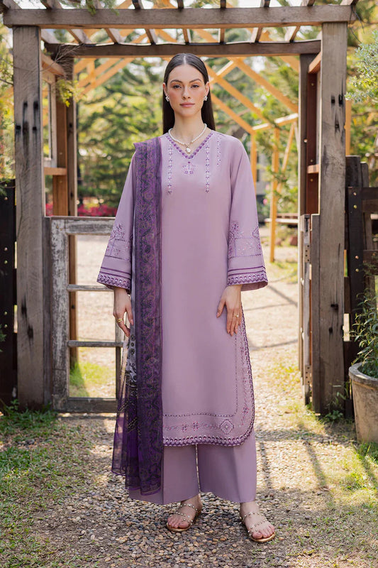 GARNET-3PIECE LAWN EMBROIDERED SHIRT WITH CHIFFON PRINTED DUPATTA AND TROUSER-UR-4591