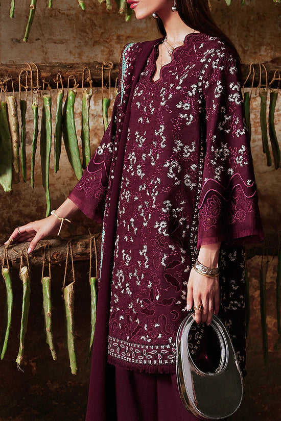 SAPPHIRE-3PC LAWN LASER WORK EMBROIDERED SHIRT WITH KHADDI NET EMBROIDERED DUPATTA AND TROUSER-UR-3588