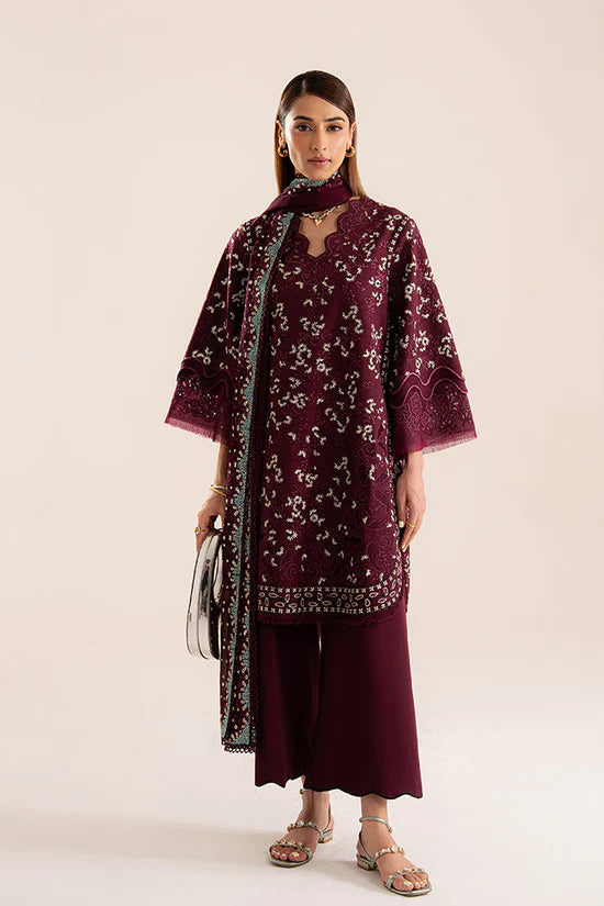 SAPPHIRE-3PC LAWN LASER WORK EMBROIDERED SHIRT WITH KHADDI NET EMBROIDERED DUPATTA AND TROUSER-UR-3588