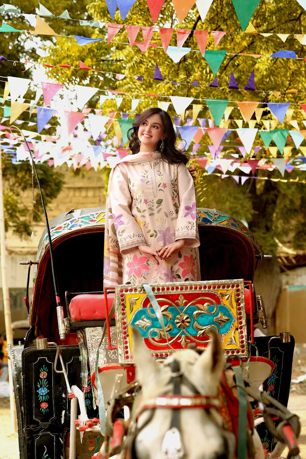 ANEELAS-3PC LAWN EMBROIDERED SHIRT WITH CHIFFON PRINTED DUPATTA & EMB TROUSER-UR-3667
