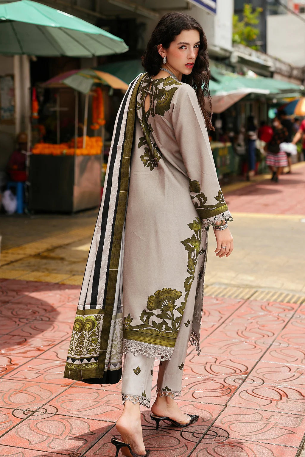 CHARIZMA-3PC KHADDAR PRINTED EMB SHIRT WITH KHADDAR PRINTED DUPATTA AND PRINT TROUSER-UR-1791