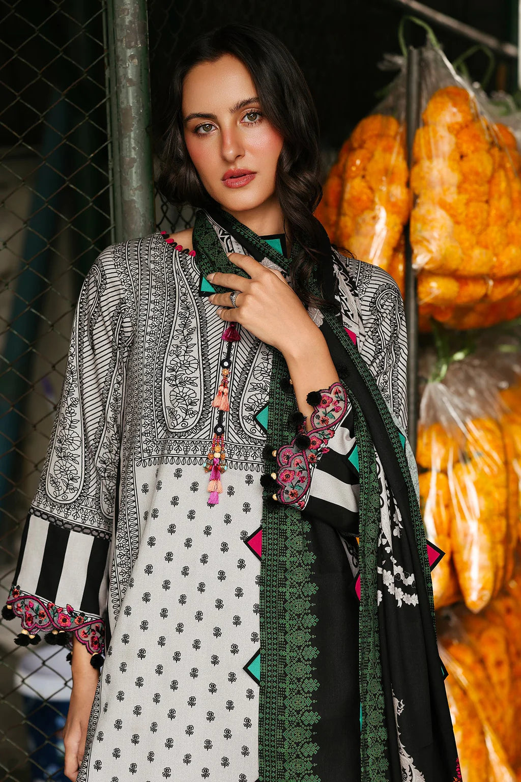 CHARIZMA-3PC KHADDAR PRINTED SHIRT WITH KHADDAR PRINTED DUPATTA AND PRINT TROUSER-UR-1756