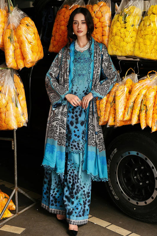 CHARIZMA-3PC KHADDAR PRINTED EMB SHIRT WITH KHADDAR PRINTED DUPATTA AND PRINT TROUSER-UR-1789