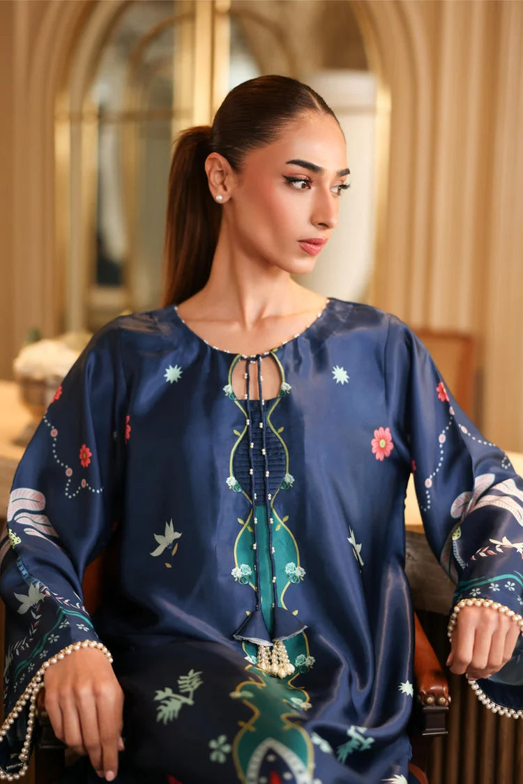 LULUSAR-2PC-SHAMOZE SILK PRINTED SHIRT WITH SILK TROUSER-UR-116