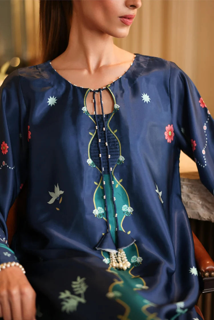 LULUSAR-2PC-SHAMOZE SILK PRINTED SHIRT WITH SILK TROUSER-UR-116
