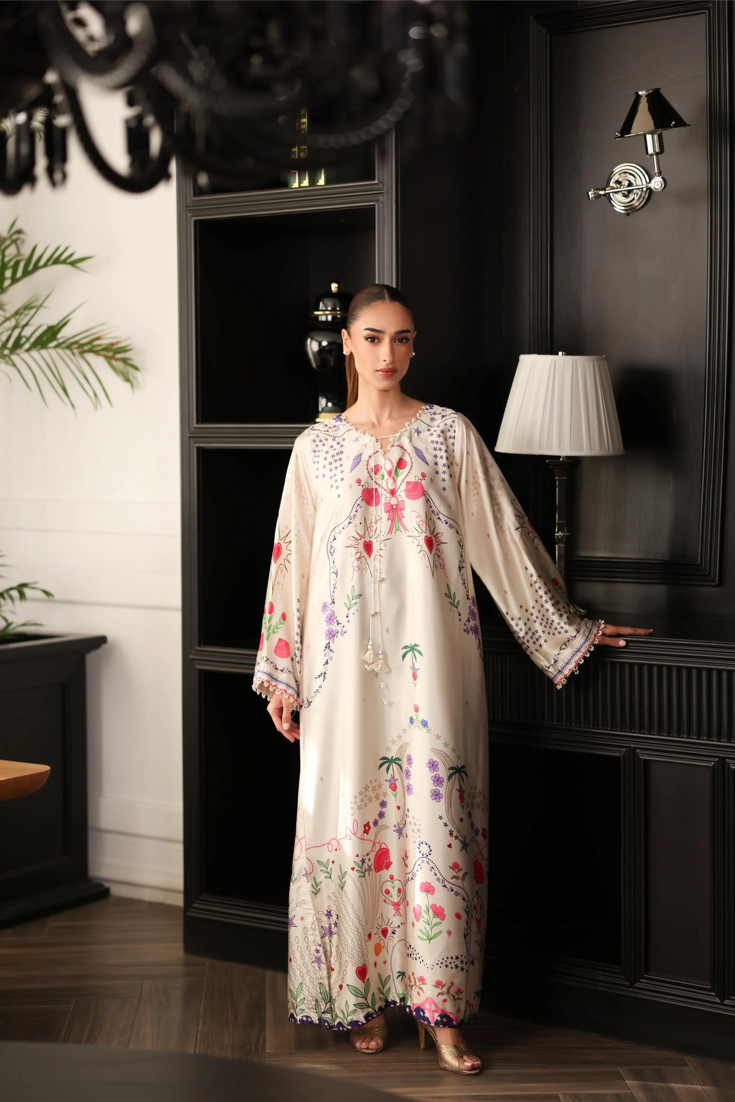 LULUSAR-2PC-SHAMOZE SILK PRINTED SHIRT WITH SILK TROUSER-UR-117