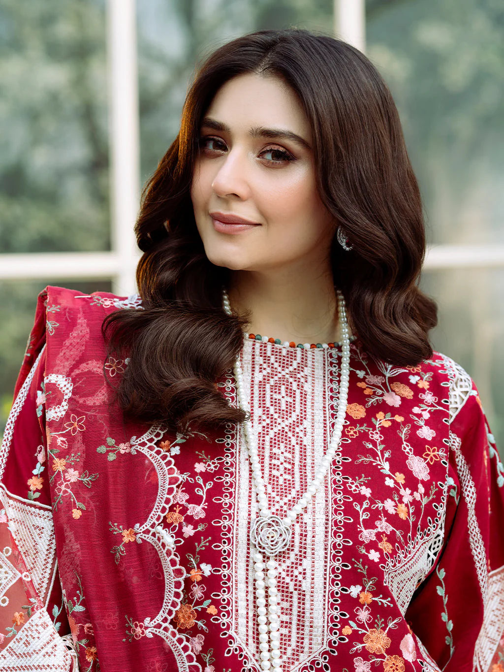 BIN ILYAS-3PC LAWN HEAVY EMBROIDERED SHIRT WITH KHADDI NET EMBROIDERED DUPATTA & LAWN TOUSER-UR-3628