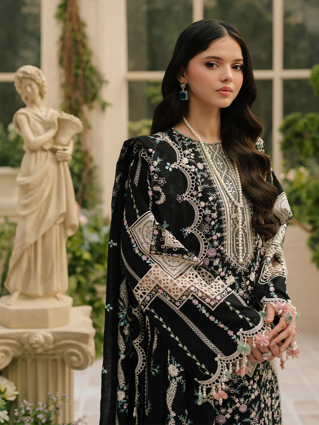 BIN ILYAS-3PC LAWN HEAVY EMBROIDERED SHIRT WITH KHADDI NET EMBROIDERED DUPATTA & LAWN TOUSER-UR-3622