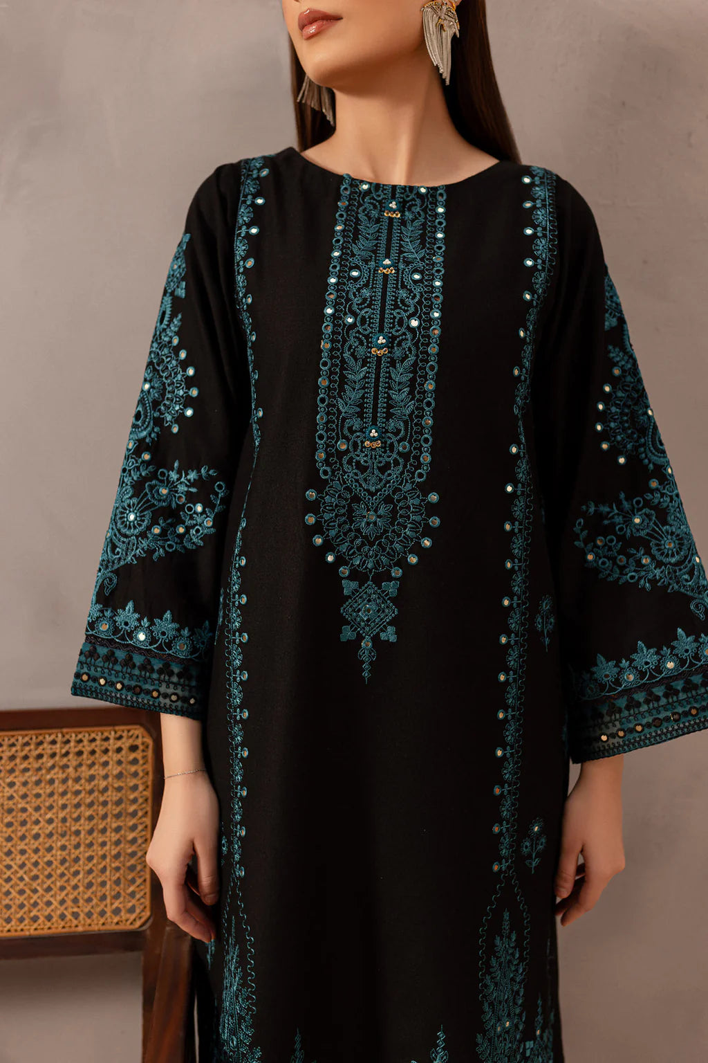 BATIK-2PC LAWN SEQUIN EMBROIDERED SHIRT WITH LAWN SEQUIN EMBROIDERED TROUSER-UR-1215