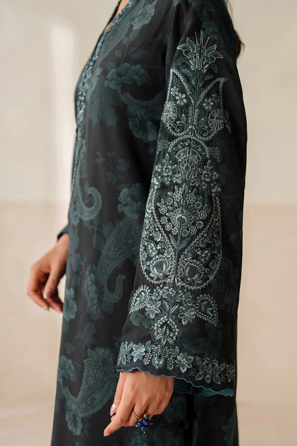 BATIK-3PC VISCOSE PRINTED EMB SHIRT WITH VISCOSE PRINTED DUPATTA AND TROUSER-UR-1620