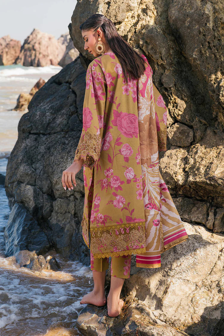 BAROQUE-3PC KHADDAR PRINTED EMB SHIRT WITH KHADDAR PRINTED DUPATTA AND PRINT TROUSER-UR-1790