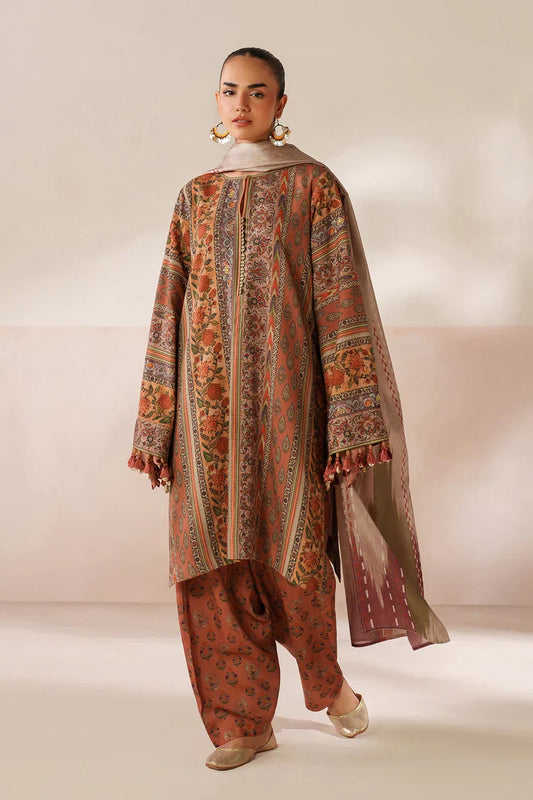 BAROQUE-3PC VISCOSE PRINTED SHIRT WITH VISCOSE PRINTED DUPATTA AND TROUSER-UR-1611