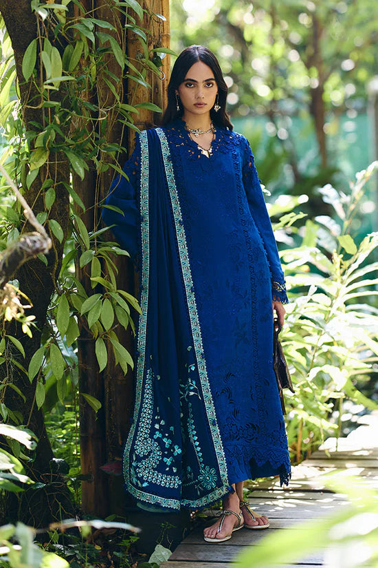 SUFFUSE-3PC LAWN EMBROIDERED SHIRT WITH KHAADI NET EMBROIDERED DUPATTA AND TROUSER