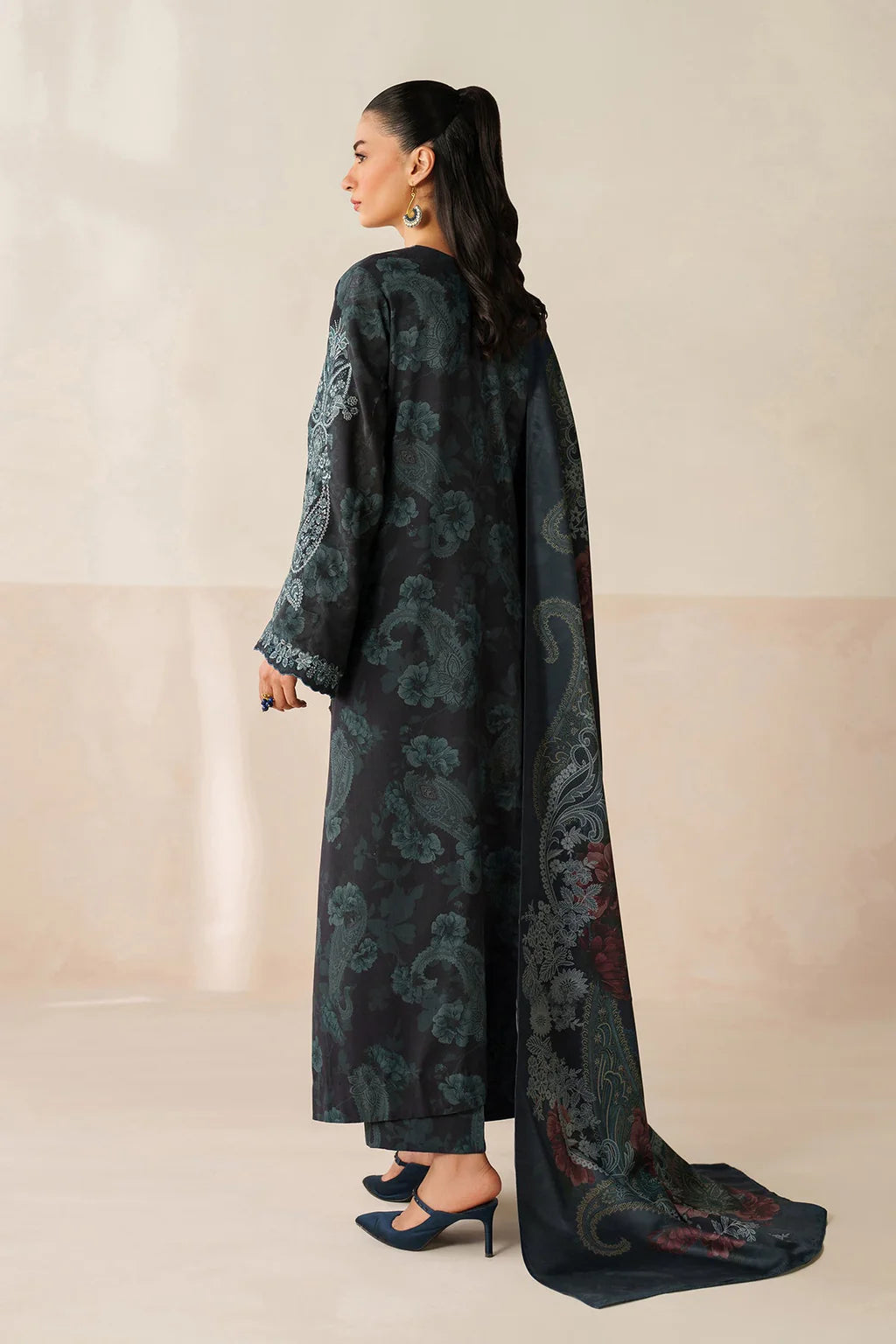 BATIK-3PC VISCOSE PRINTED EMB SHIRT WITH VISCOSE PRINTED DUPATTA AND TROUSER-UR-1620